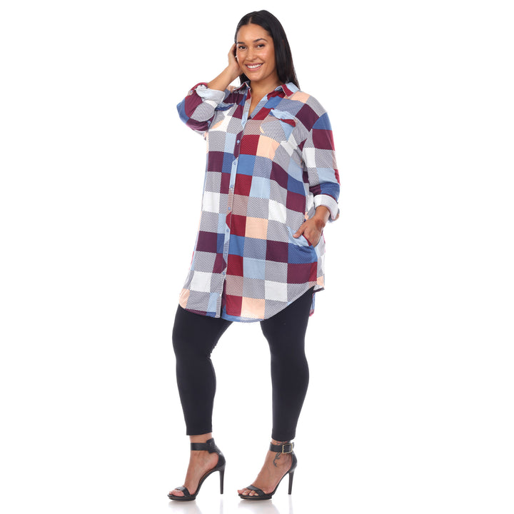 Women's Plus Size Plaid Tunic Shirt