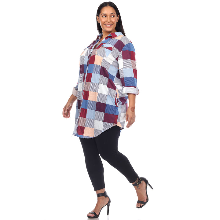 Women's Plus Size Plaid Tunic Shirt