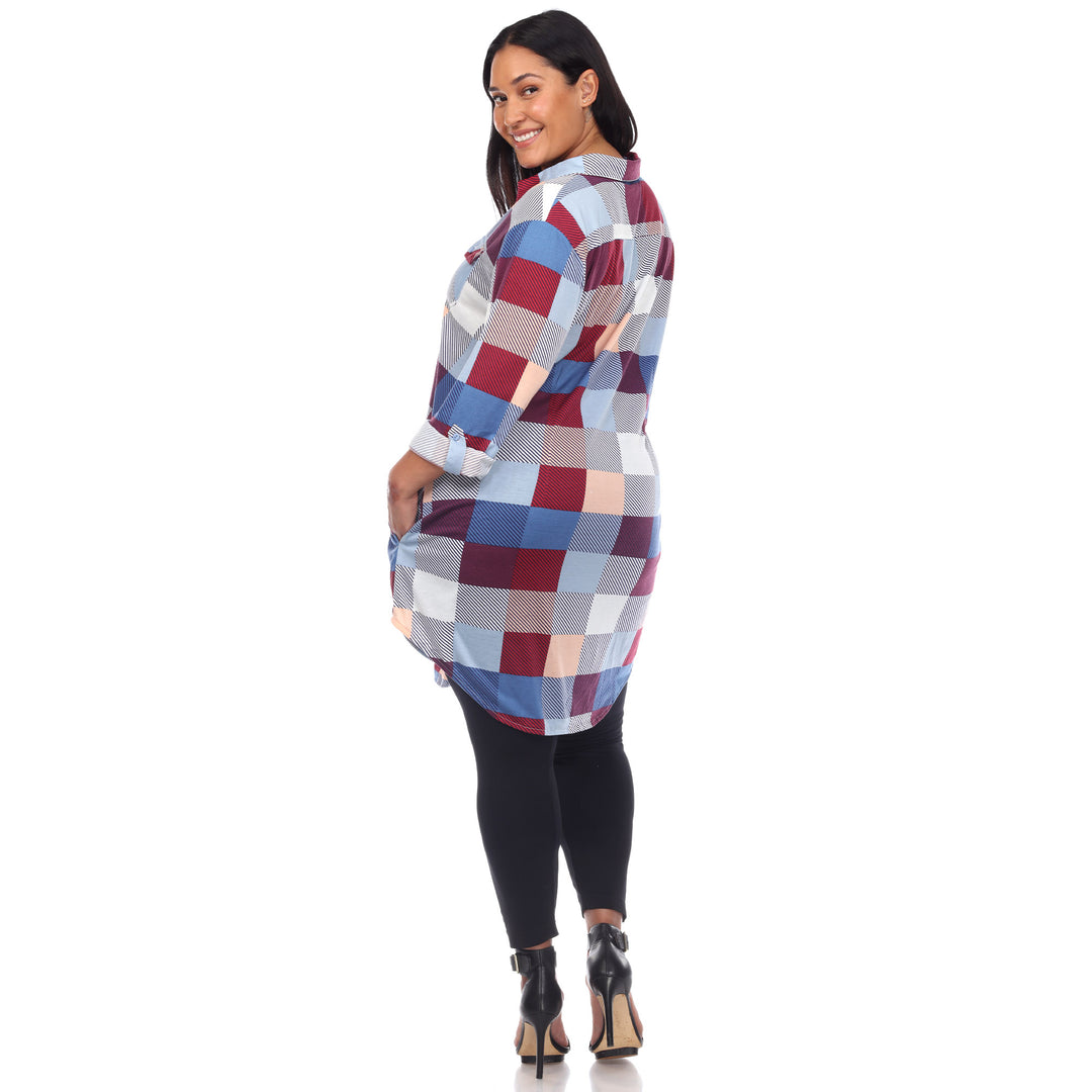 Women's Plus Size Plaid Tunic Shirt