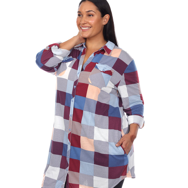 Women's Plus Size Plaid Tunic Shirt