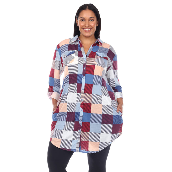 Women's Plus Size Plaid Tunic Shirt
