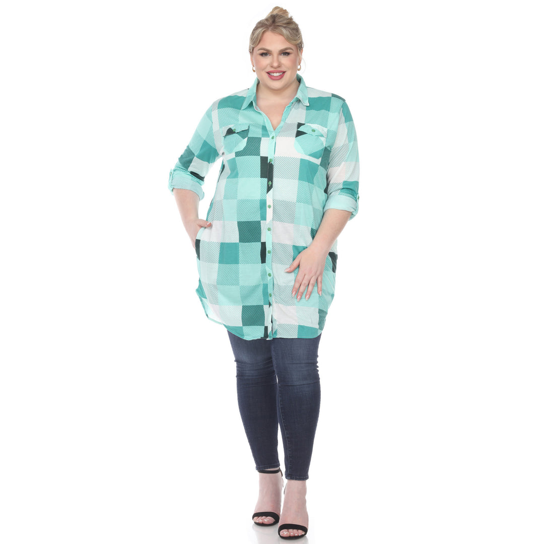 Women's Plus Size Plaid Tunic Shirt