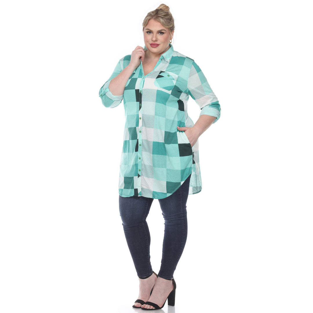 Women's Plus Size Plaid Tunic Shirt