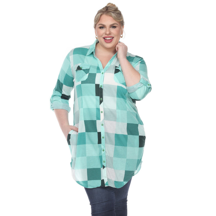 Women's Plus Size Plaid Tunic Shirt