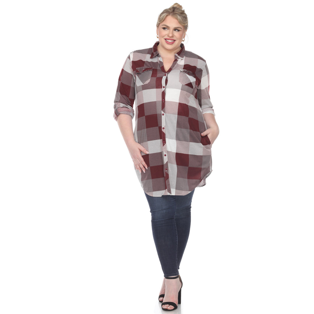 Women's Plus Size Plaid Tunic Shirt