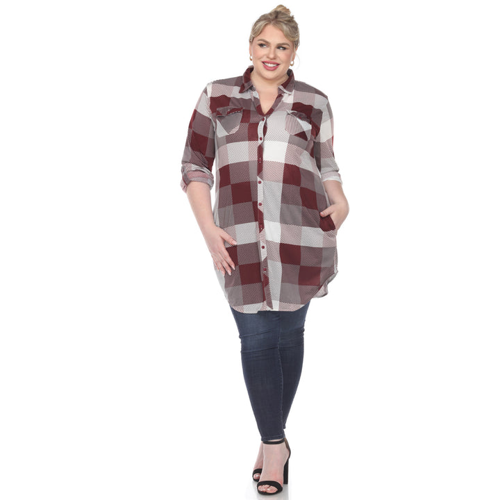 Women's Plus Size Plaid Tunic Shirt