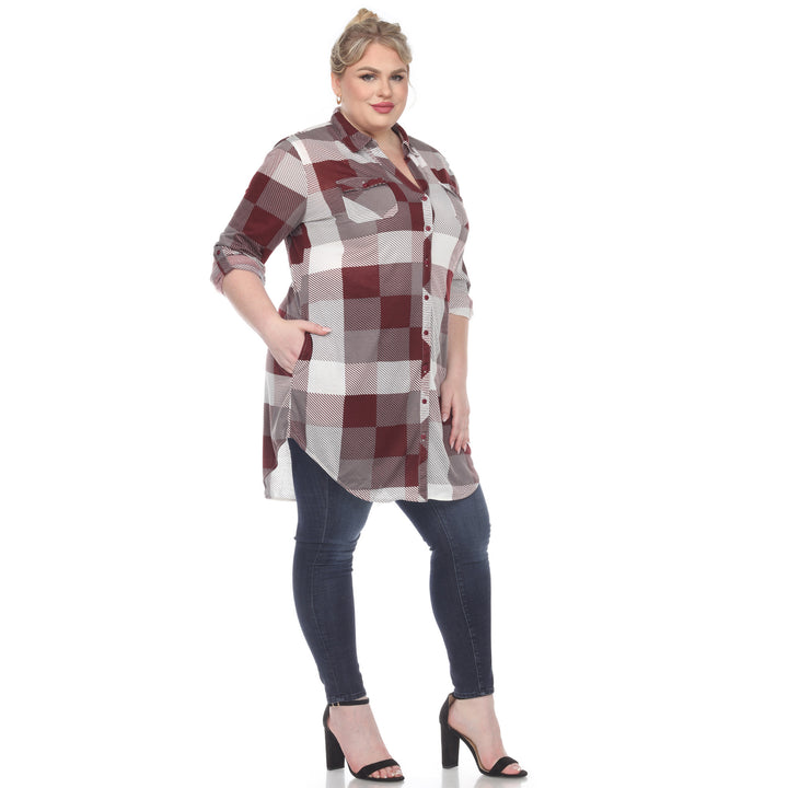 Women's Plus Size Plaid Tunic Shirt
