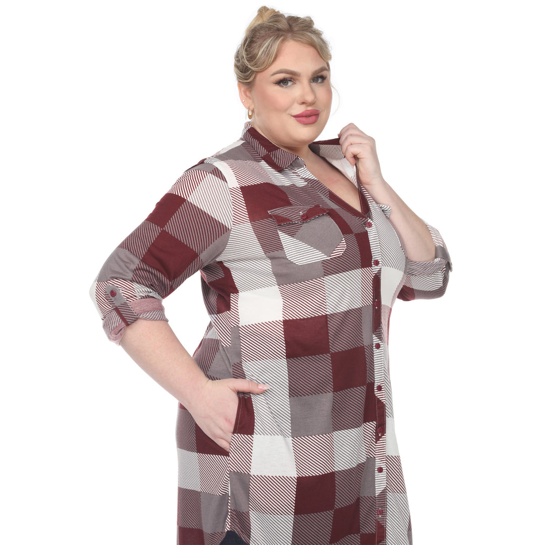 Women's Plus Size Plaid Tunic Shirt