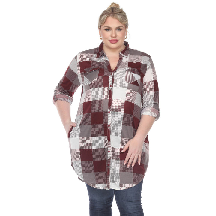 Women's Plus Size Plaid Tunic Shirt