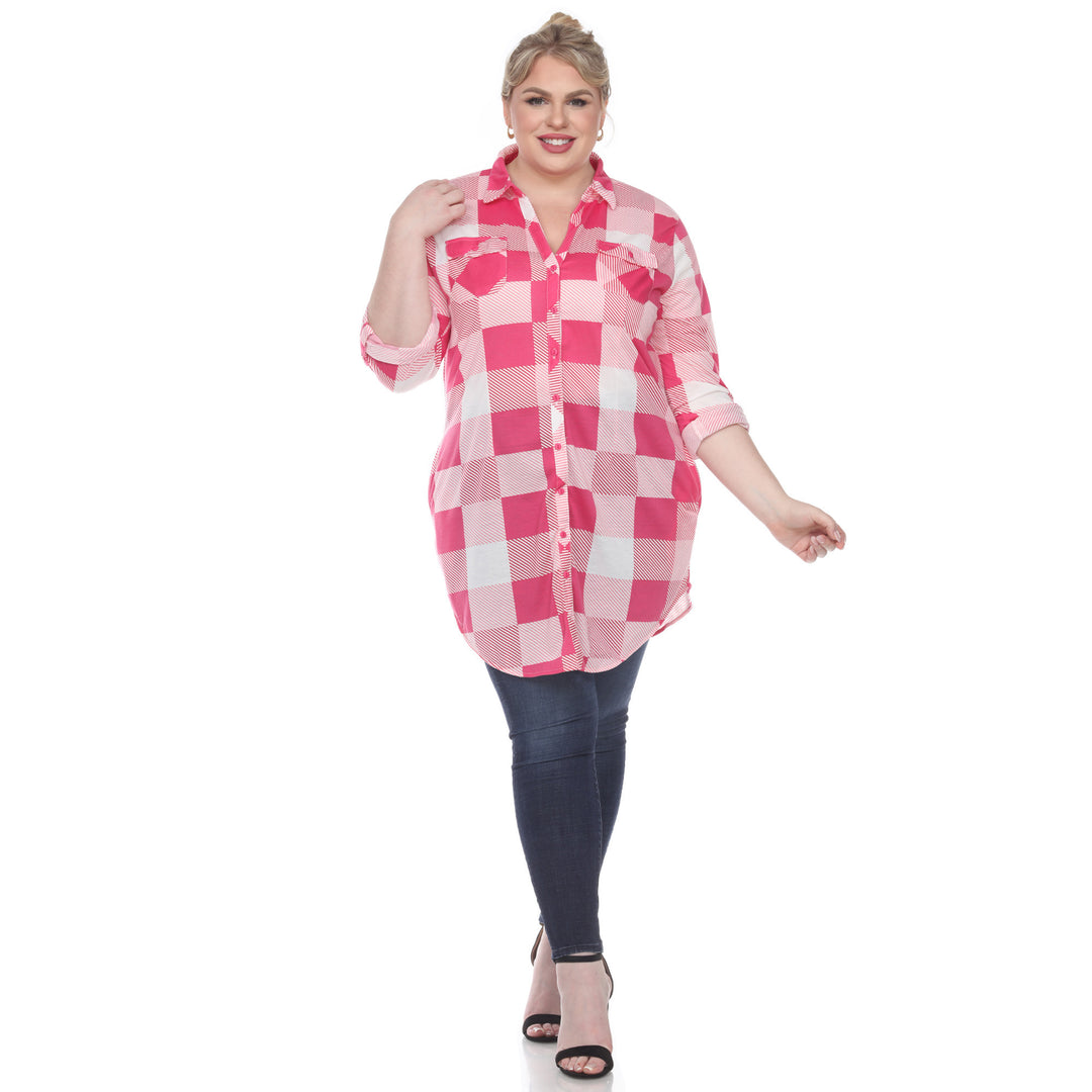 Women's Plus Size Plaid Tunic Shirt