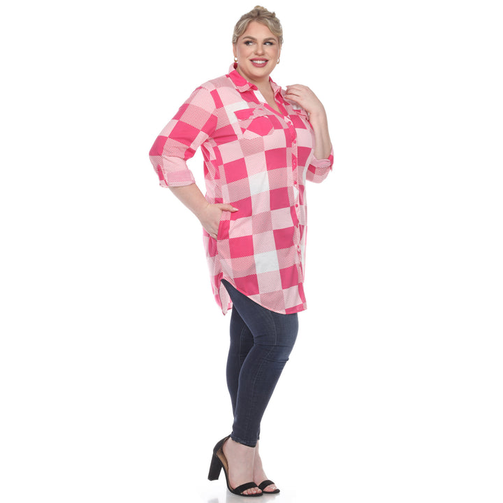 Women's Plus Size Plaid Tunic Shirt
