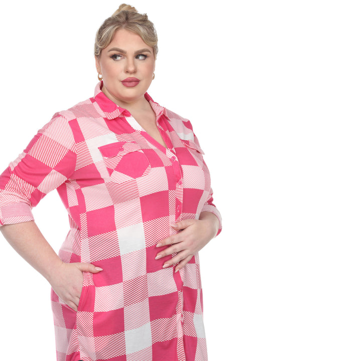 Women's Plus Size Plaid Tunic Shirt