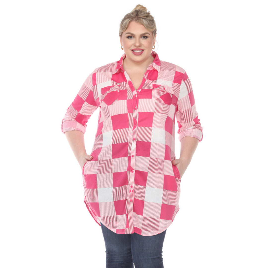Women's Plus Size Plaid Tunic Shirt