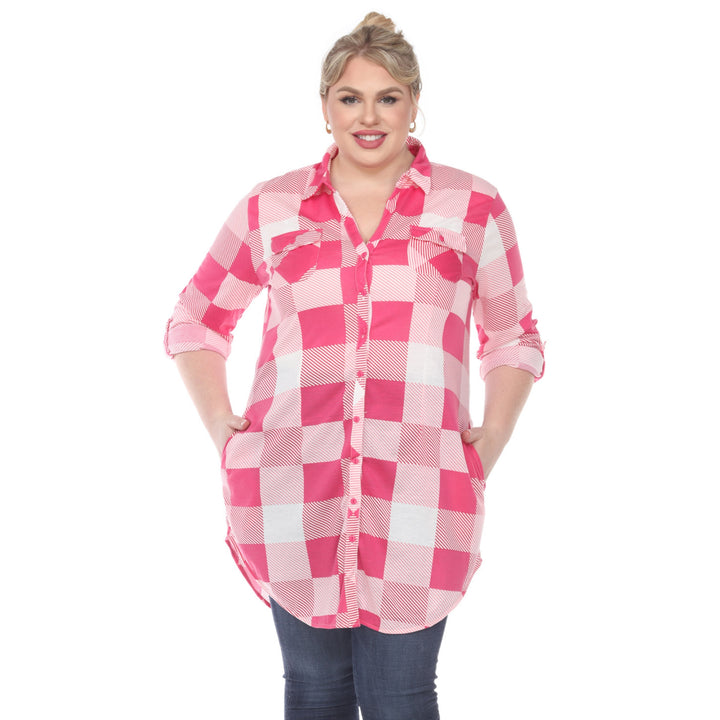 Women's Plus Size Plaid Tunic Shirt