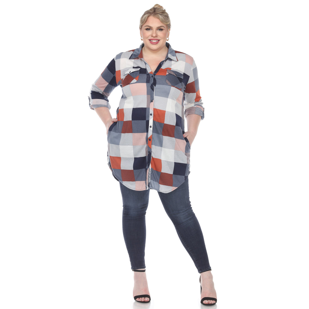 Women's Plus Size Plaid Tunic Shirt
