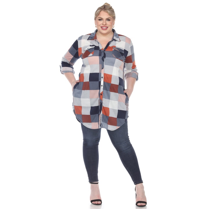 Women's Plus Size Plaid Tunic Shirt
