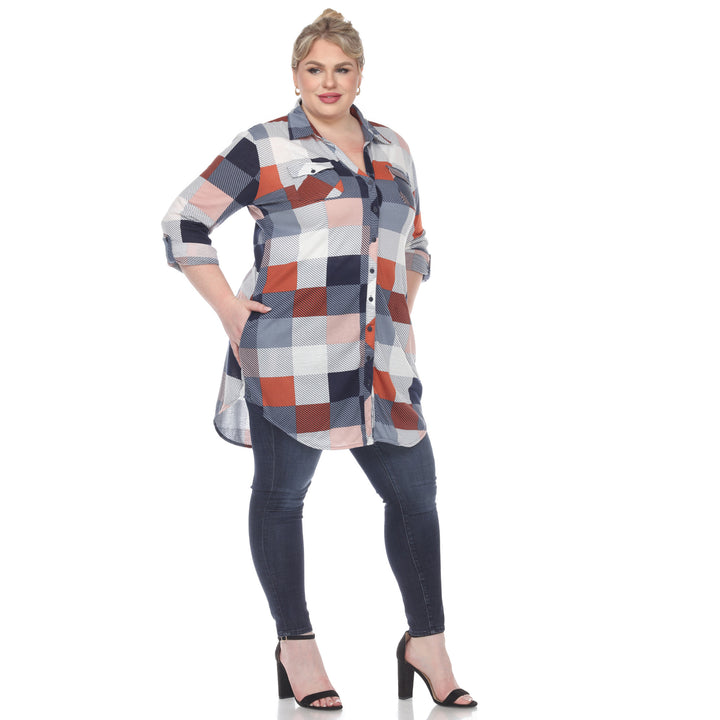 Women's Plus Size Plaid Tunic Shirt