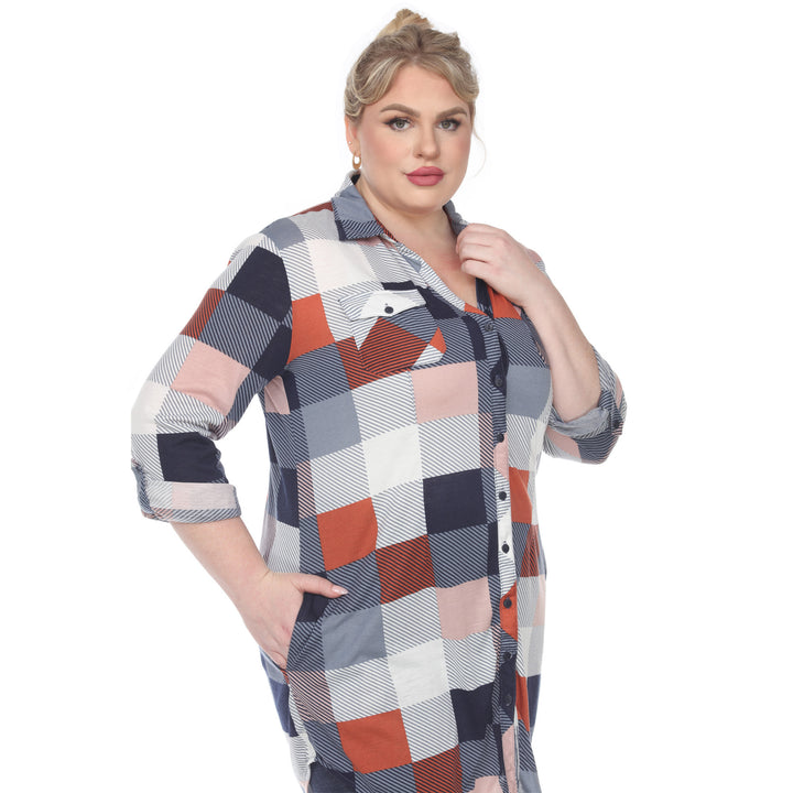 Women's Plus Size Plaid Tunic Shirt