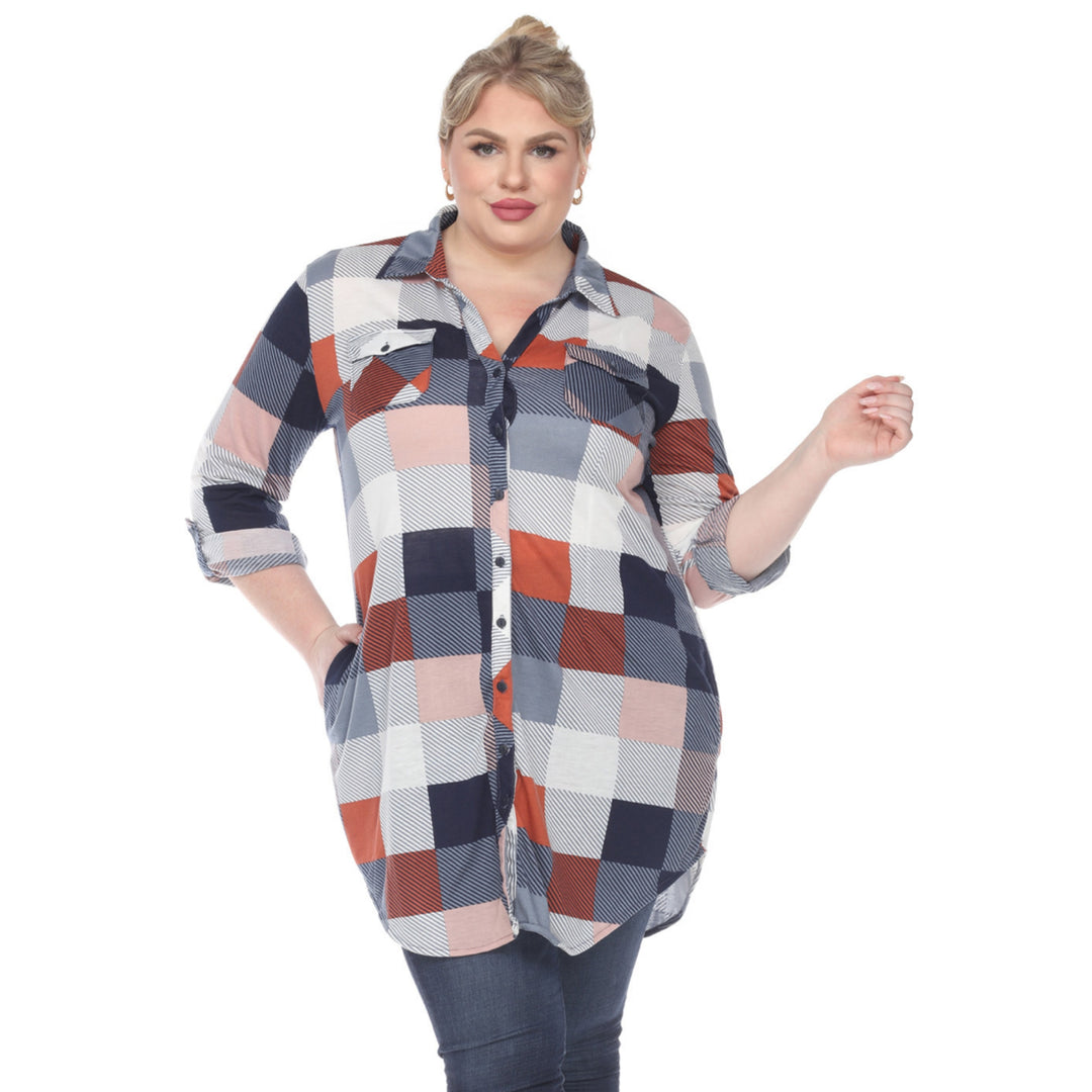 Women's Plus Size Plaid Tunic Shirt
