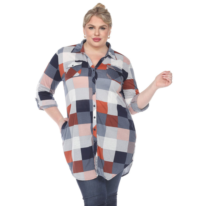 Women's Plus Size Plaid Tunic Shirt