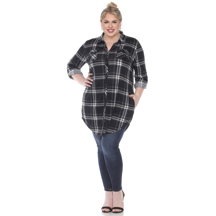Women's Plus Size Plaid Tunic Top