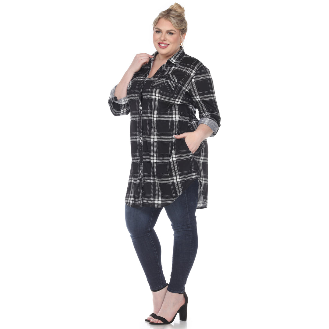 Women's Plus Size Plaid Tunic Top