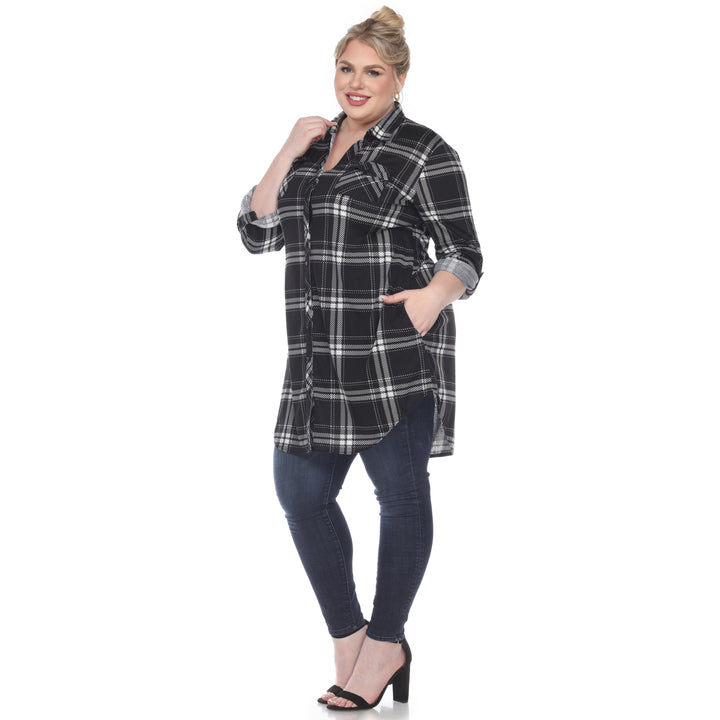 Women's Plus Size Plaid Tunic Top