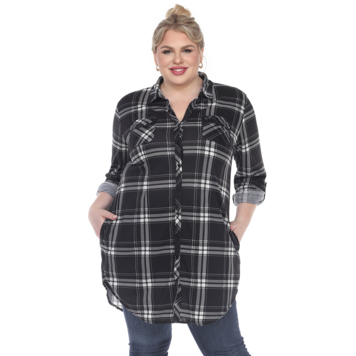Women's Plus Size Plaid Tunic Top