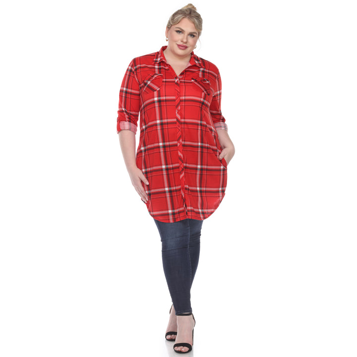 Women's Plus Size Plaid Tunic Top