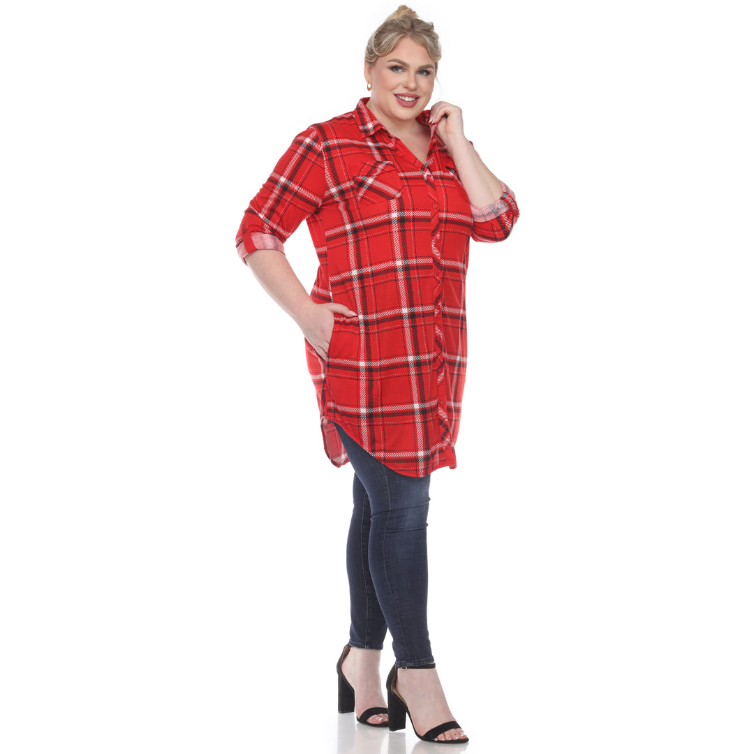 Women's Plus Size Plaid Tunic Top