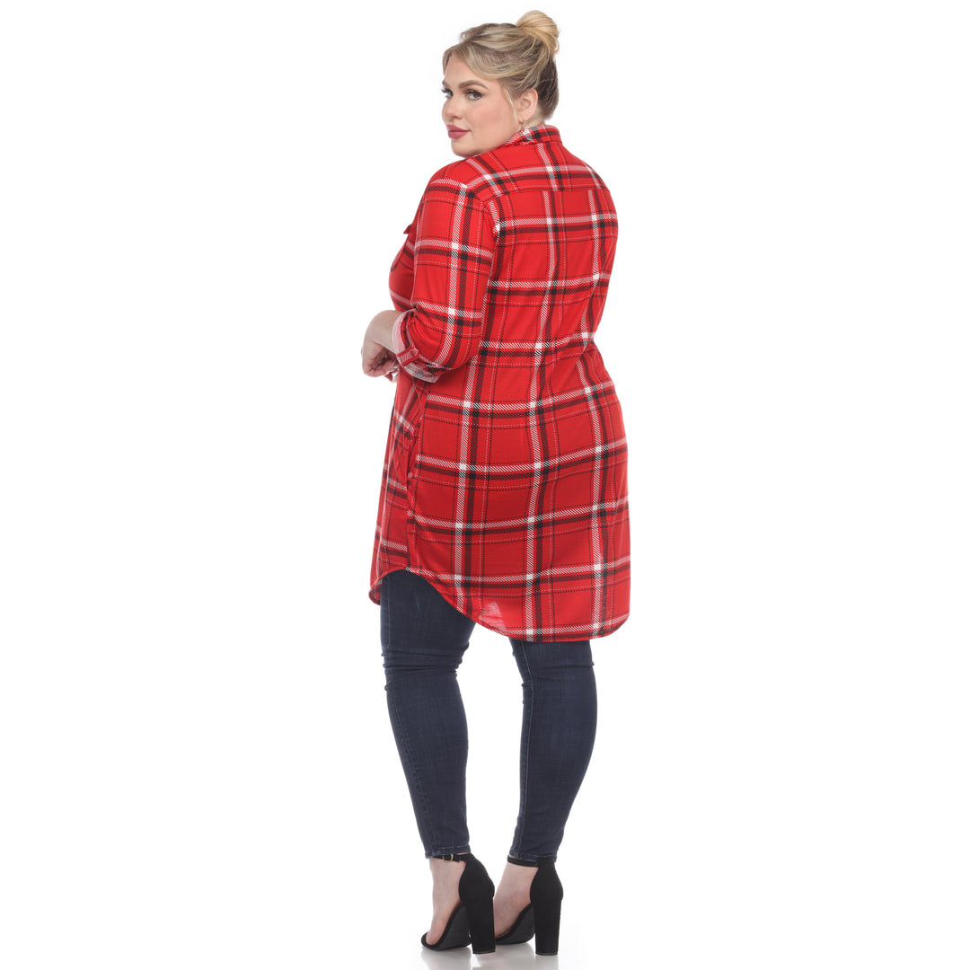 Women's Plus Size Plaid Tunic Top