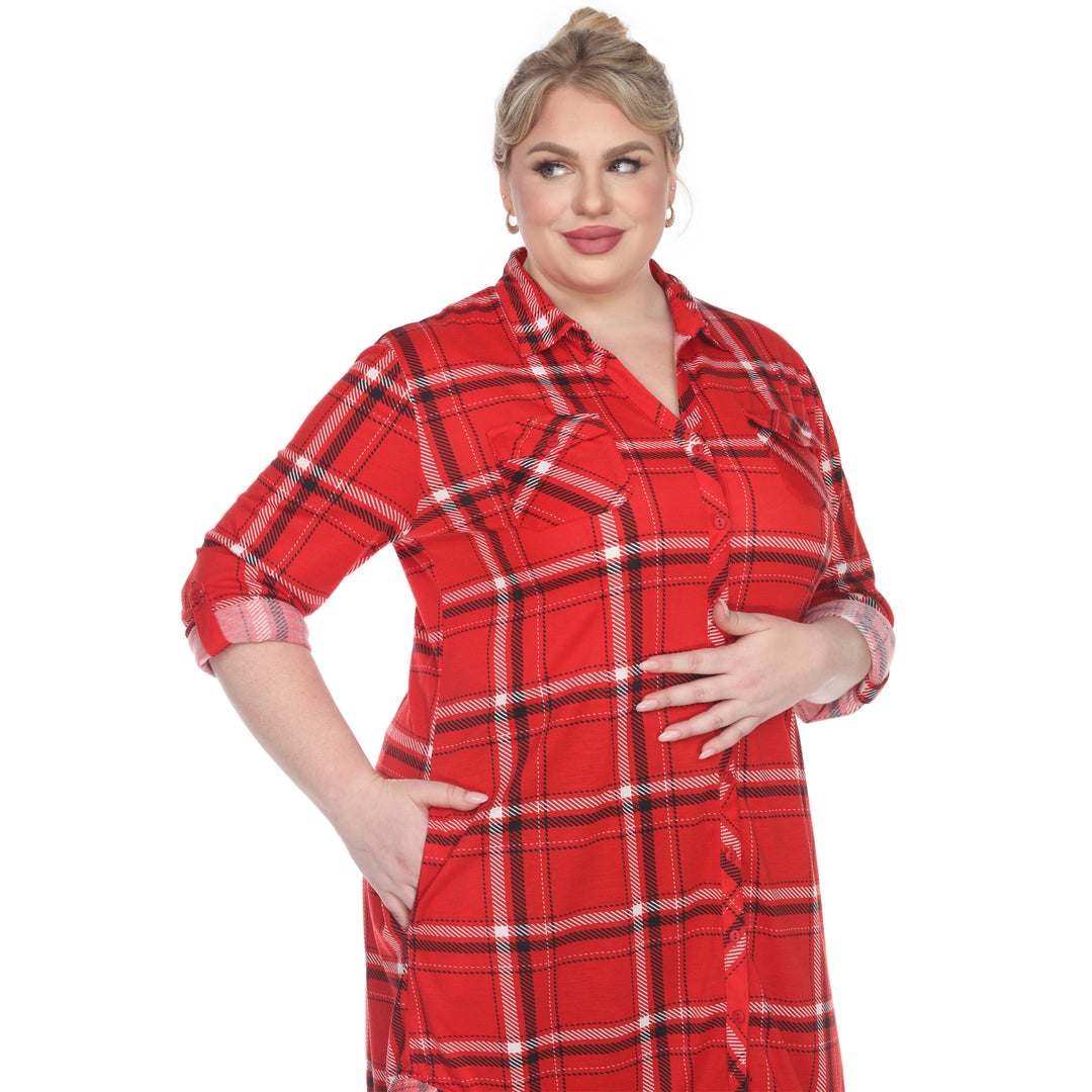 Women's Plus Size Plaid Tunic Top