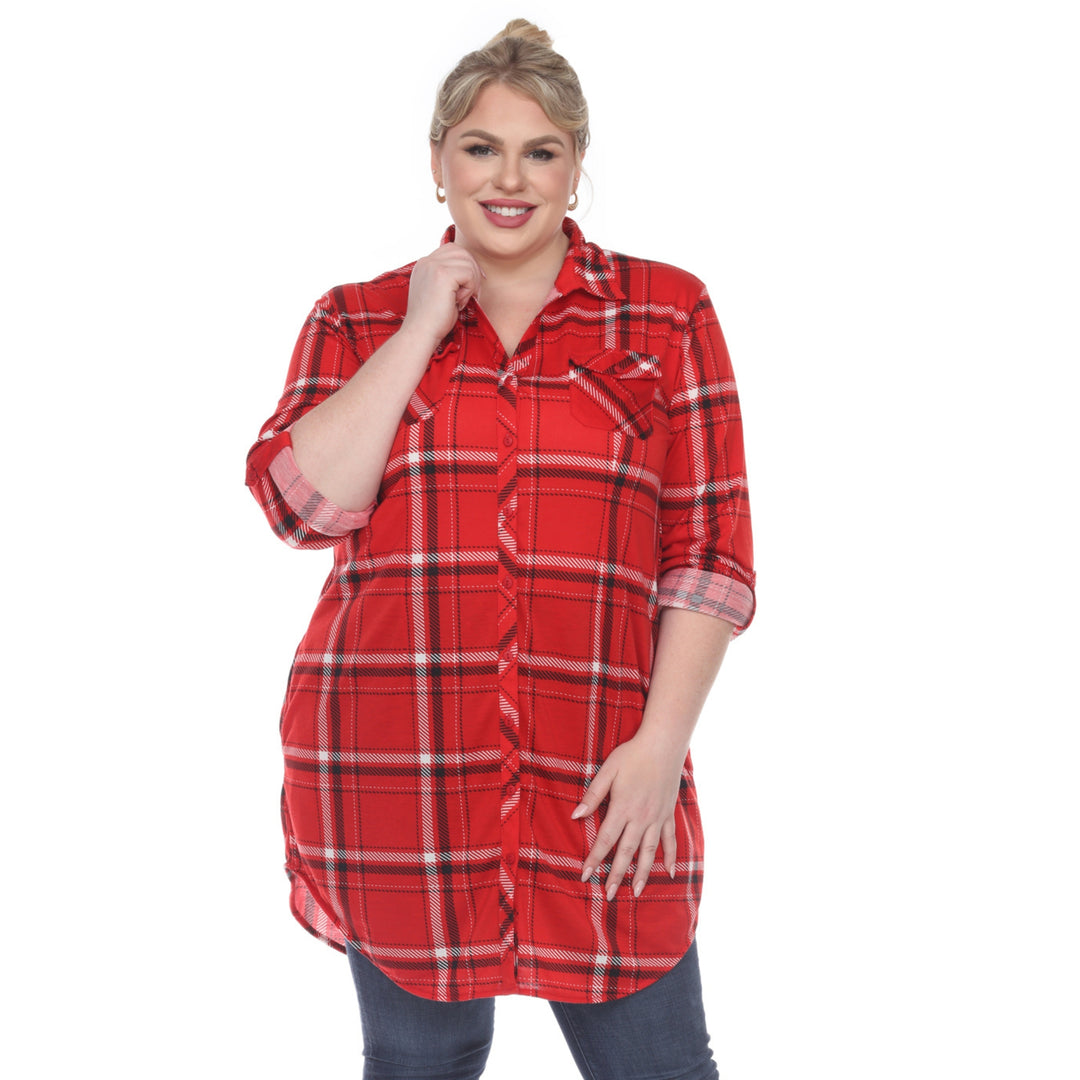 Women's Plus Size Plaid Tunic Top