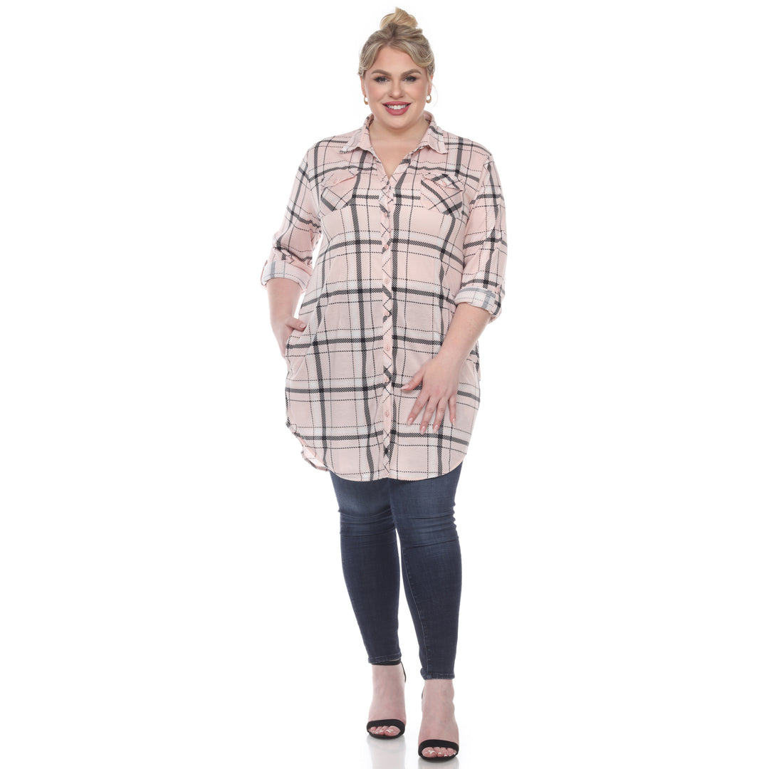Women's Plus Size Plaid Tunic Top