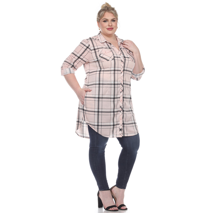 Women's Plus Size Plaid Tunic Top