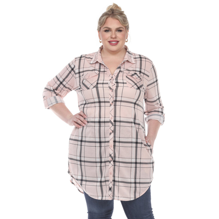 Women's Plus Size Plaid Tunic Top
