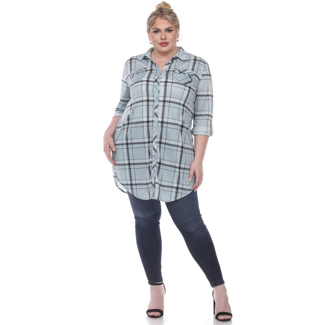 Women's Plus Size Plaid Tunic Top