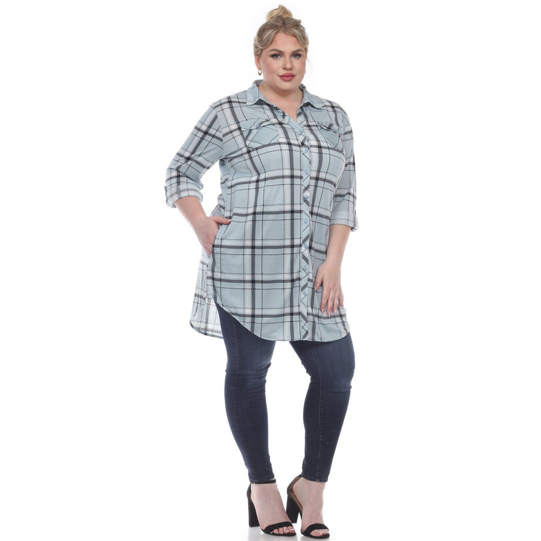 Women's Plus Size Plaid Tunic Top