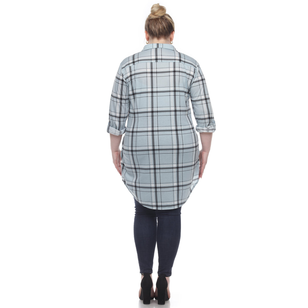 Women's Plus Size Plaid Tunic Top