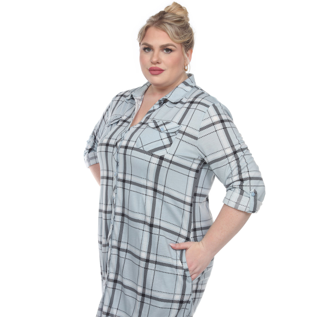 Women's Plus Size Plaid Tunic Top