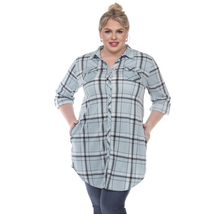 Women's Plus Size Plaid Tunic Top