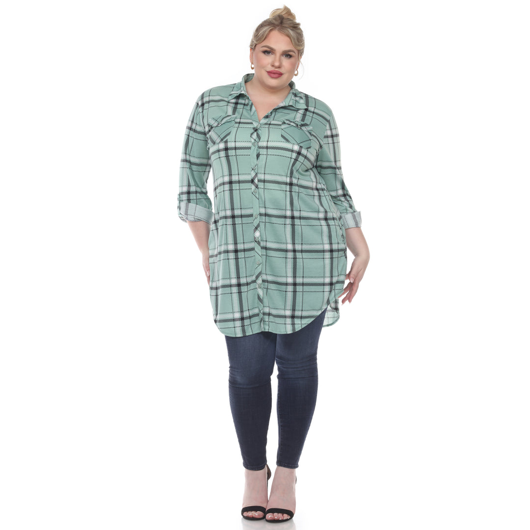 Women's Plus Size Plaid Tunic Top