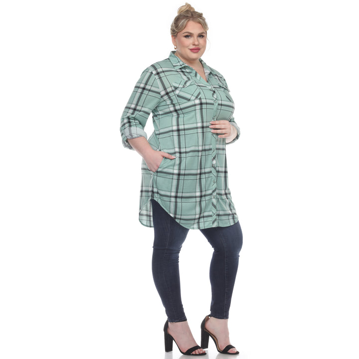 Women's Plus Size Plaid Tunic Top