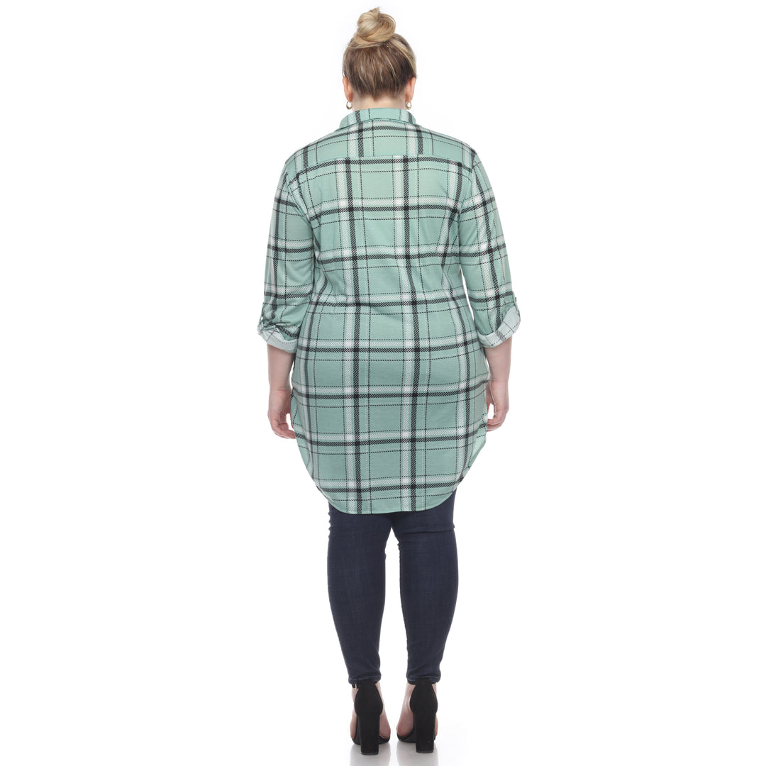 Women's Plus Size Plaid Tunic Top