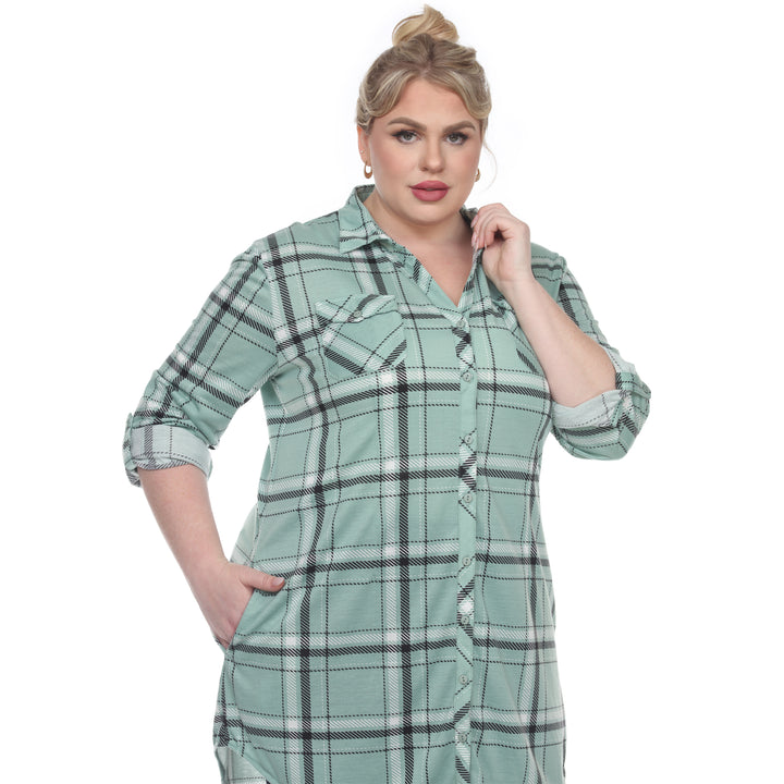 Women's Plus Size Plaid Tunic Top