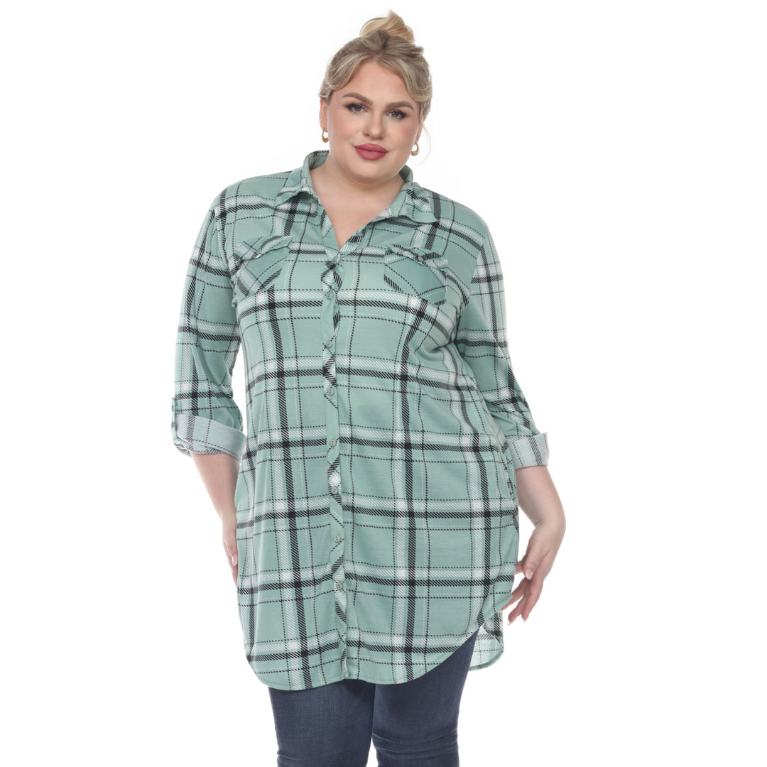 Women's Plus Size Plaid Tunic Top