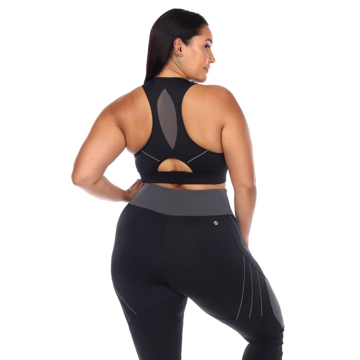 Plus Size Cut Out Back Mesh Sports Bra