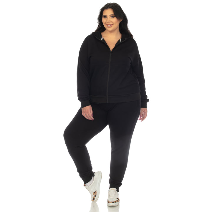 Women's Plus Size Two Piece Fleece Sweatsuit Set