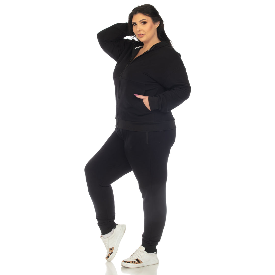 Women's Plus Size Two Piece Fleece Sweatsuit Set