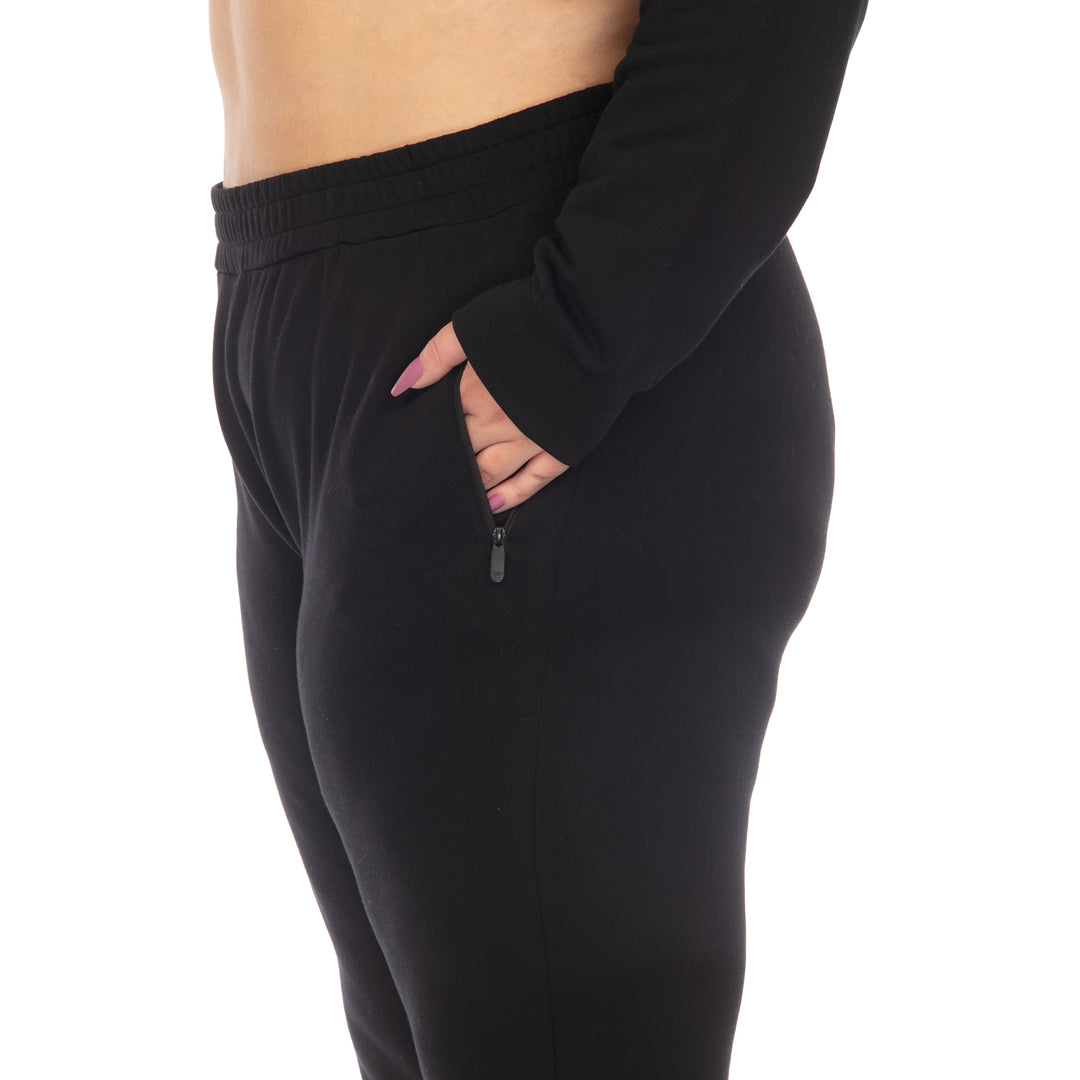 Women's Plus Size Two Piece Fleece Sweatsuit Set